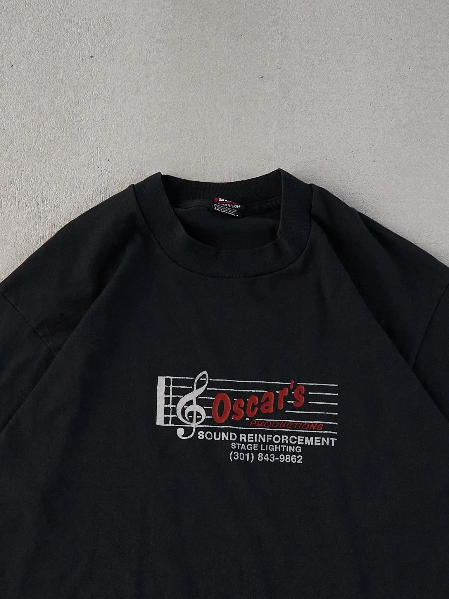 Vintage 90s Black Single Stitched Oscar's Production Graphic Tee (M) sold by Rebalance Vintage product image thumbnail 2