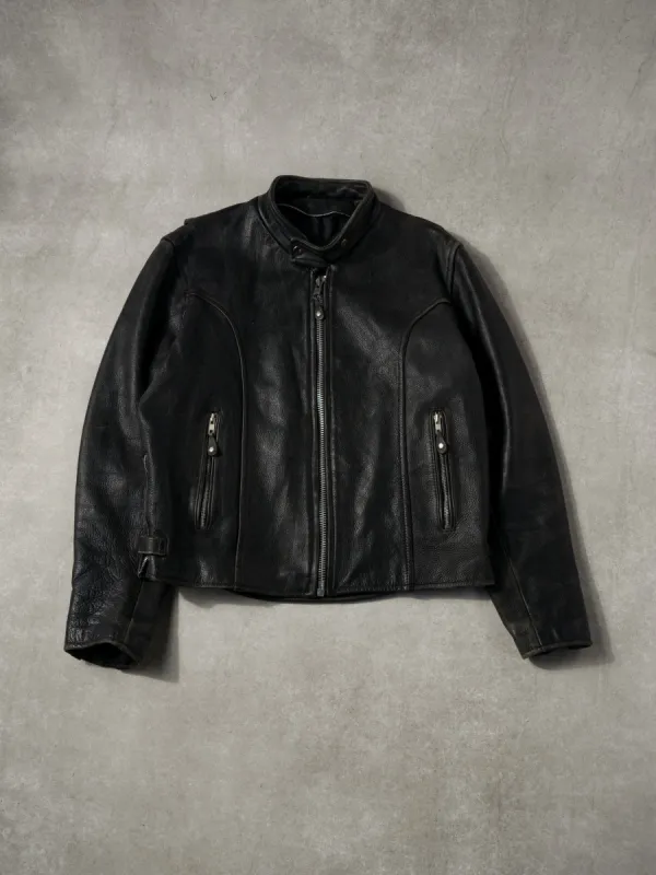 Vintage 90s Black Wilson Leather Biker Jacket (M/L) made by Rebalance Vintage