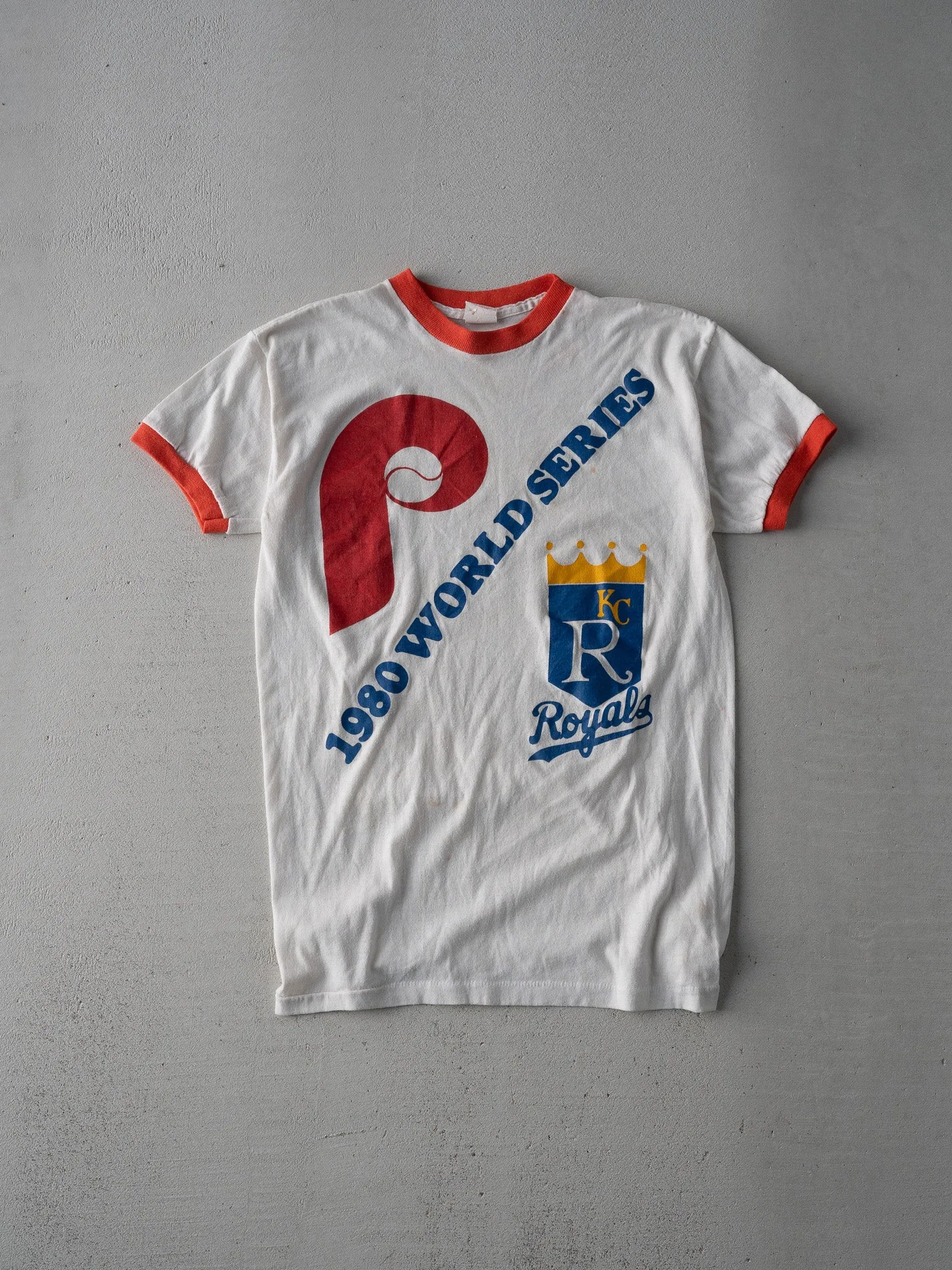 Vintage 80s Rare World Series Kanas vs Phillie Ringer Tee (XS) sold by Rebalance Vintage