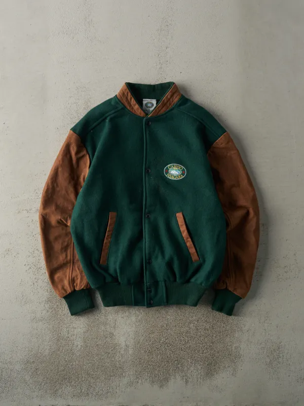Vintage 90s Green & Brown Casino Niagara Varsity Bomber Jacket (M) sold by Rebalance Vintage