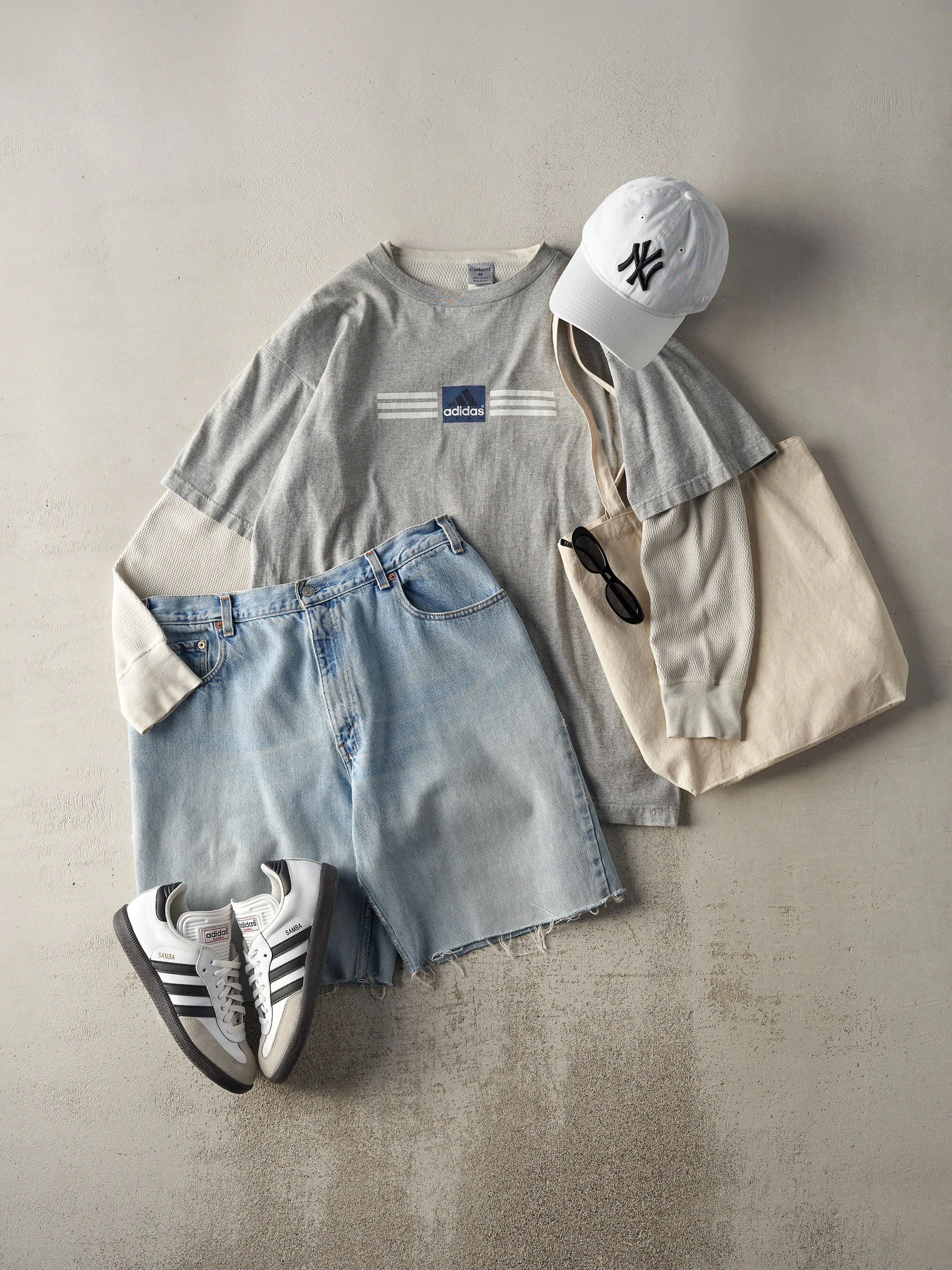 Vintage 90s Grey Adidas Team Logo Tee (M/L) sold by Rebalance Vintage product image thumbnail 2