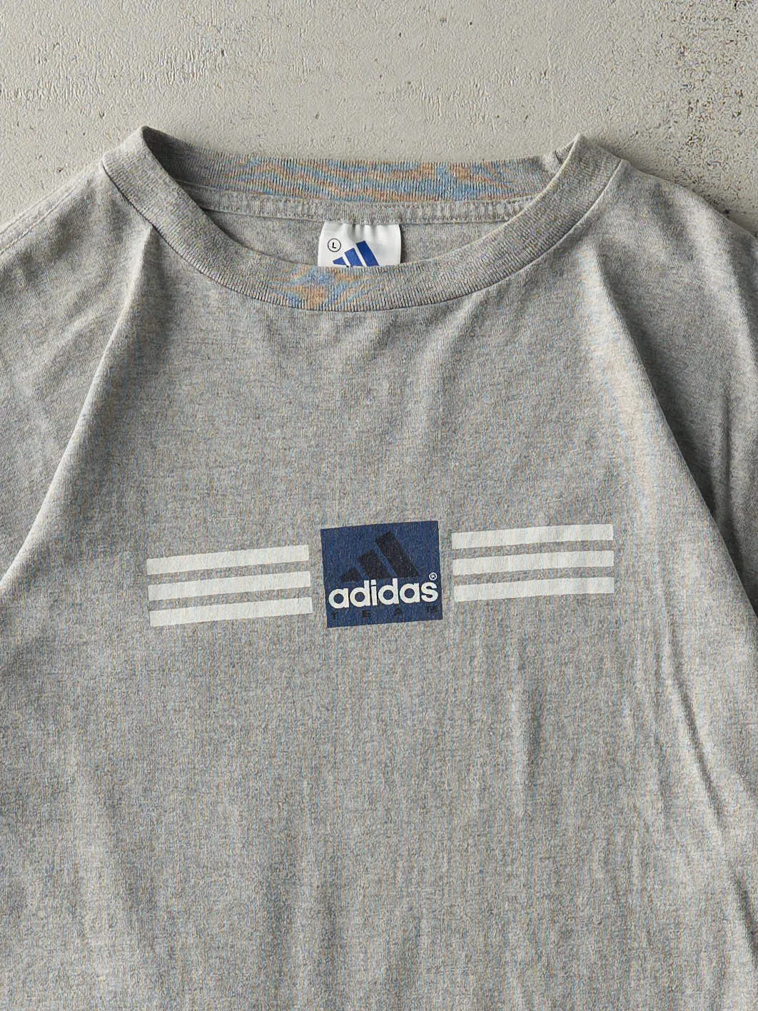 Vintage 90s Grey Adidas Team Logo Tee (M/L) sold by Rebalance Vintage product image thumbnail 3