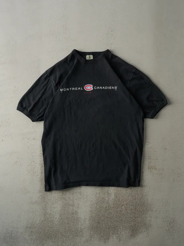 Vintage 90s Black Montreal Canadians Ringer Tee (L) sold by Rebalance Vintage