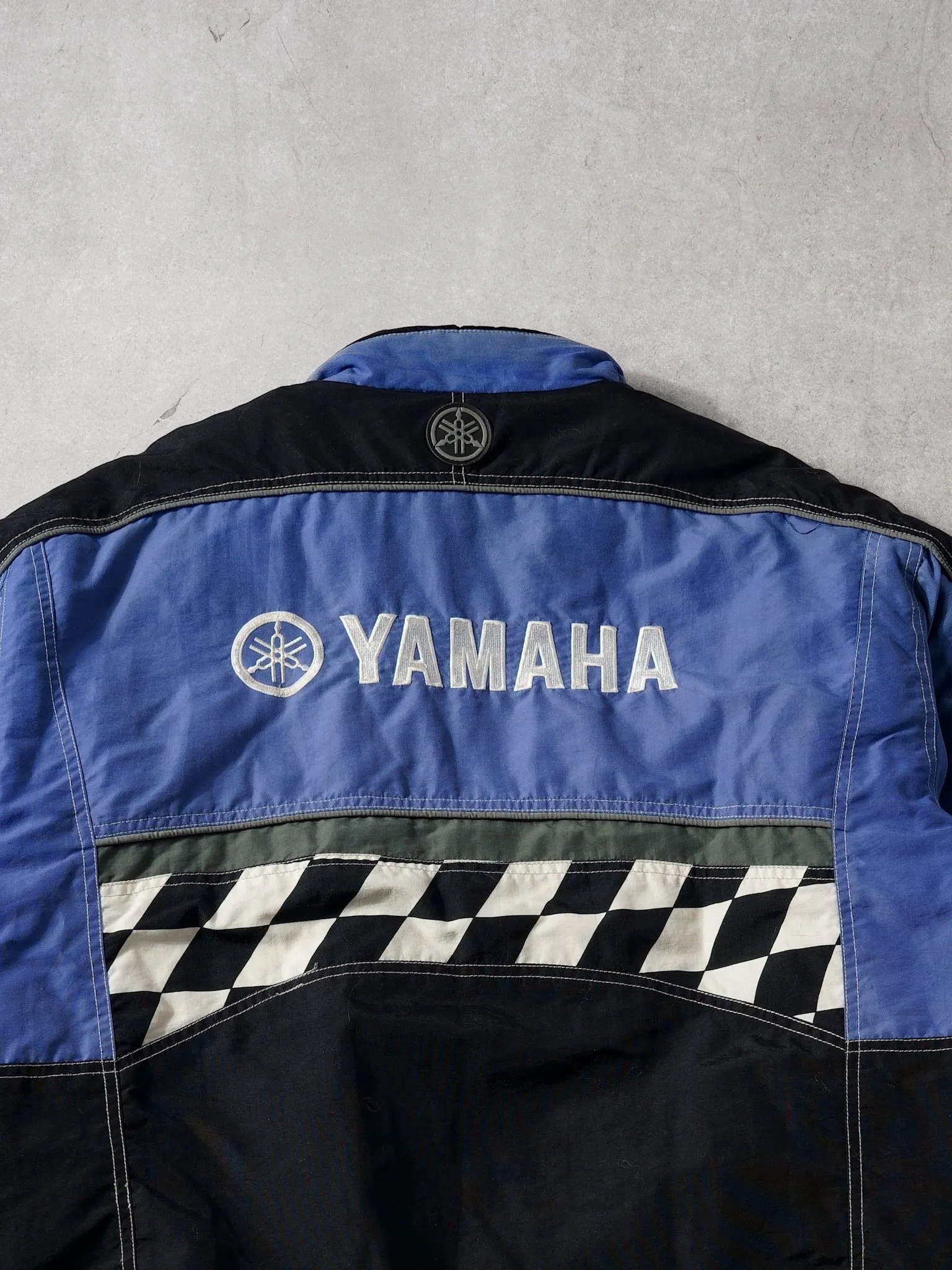 Vintage 80s Blue Yamaha Checkered Racing Jacket (L) sold by Rebalance Vintage product image thumbnail 4