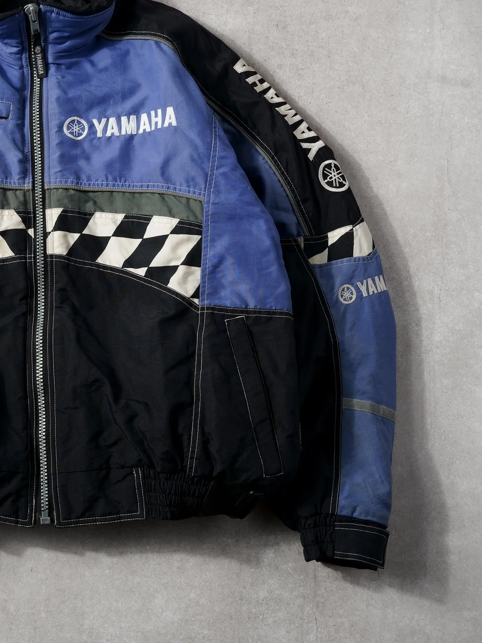 Vintage 80s Blue Yamaha Checkered Racing Jacket (L) sold by Rebalance Vintage product image thumbnail 5