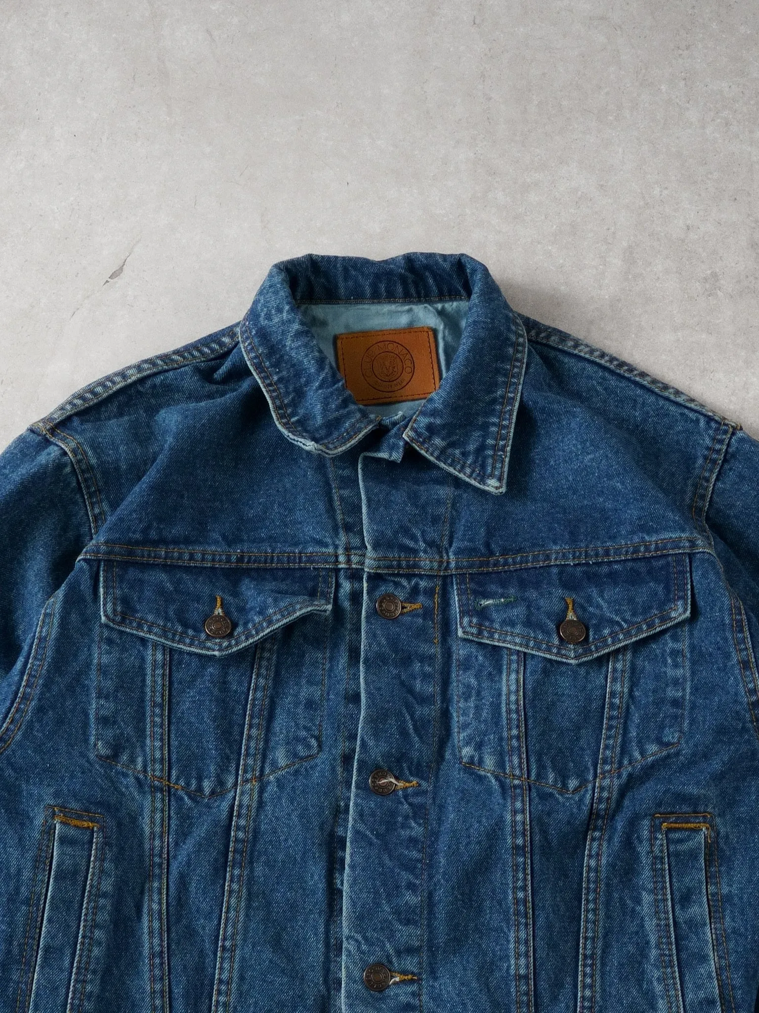 Vintage Dark Blue Club Monaco Collared Denim Jacket (M) sold by Rebalance Vintage product image thumbnail 2