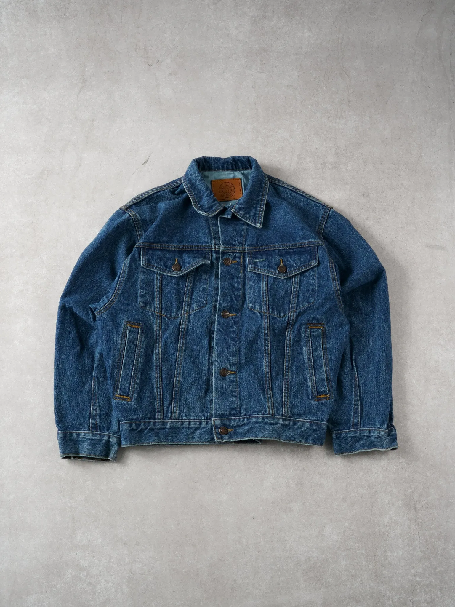 Vintage Dark Blue Club Monaco Collared Denim Jacket (M) sold by Rebalance Vintage