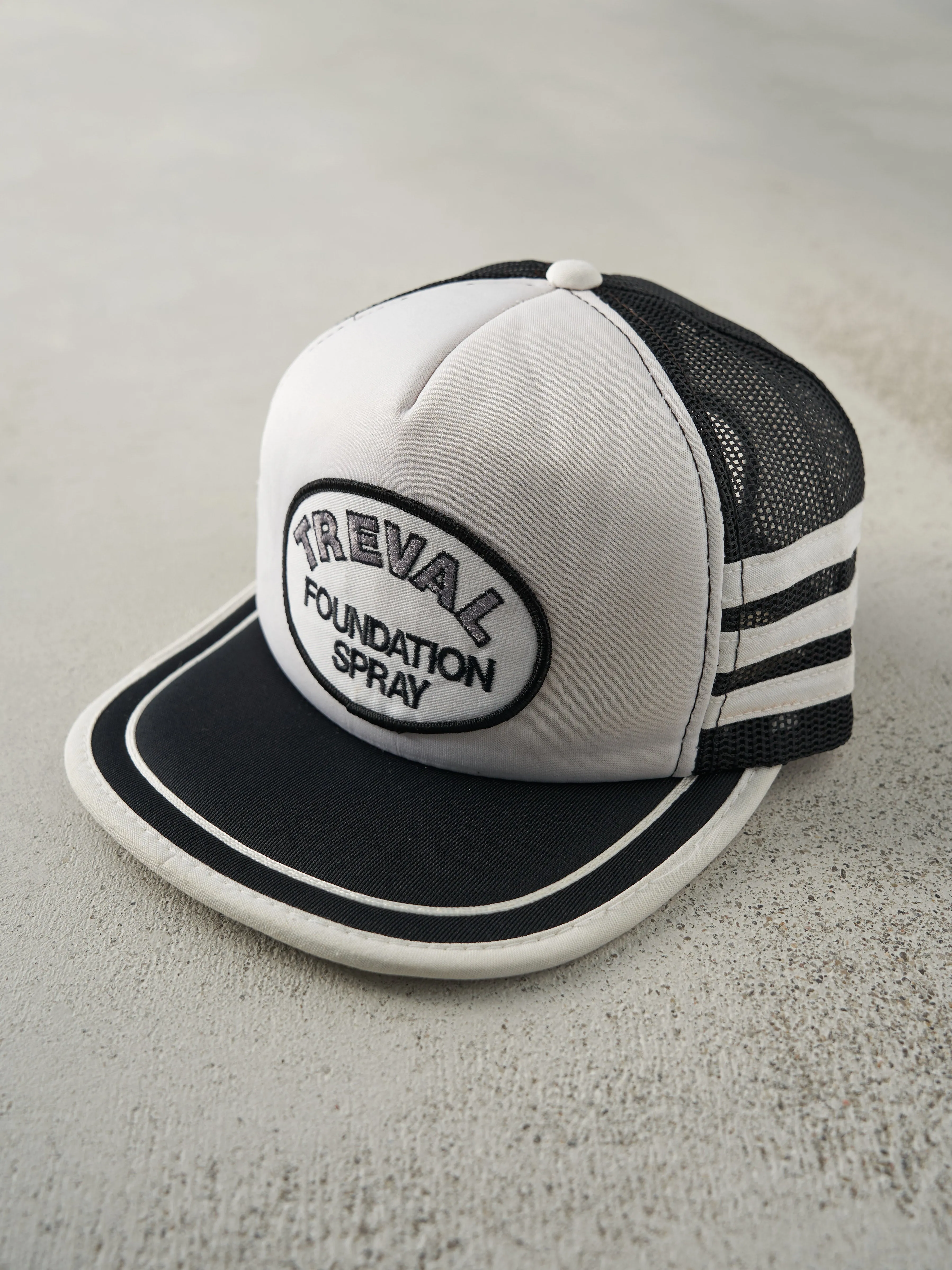 Vintage 80s Black & White Treval Foundation Spray Foam Trucker Hat sold by Rebalance Vintage product image thumbnail 2