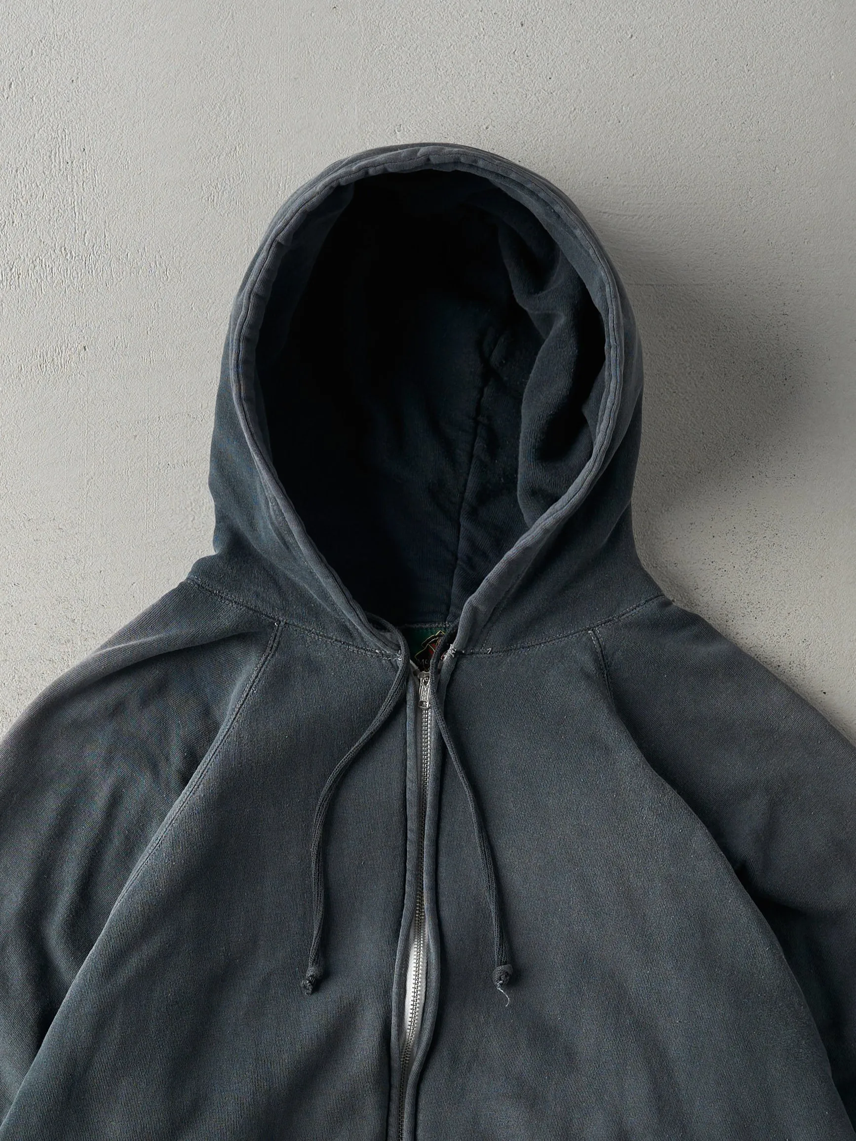 Vintage 90s Charcoal Grey Zip Up Boxy Hoodie (M) sold by Rebalance Vintage product image thumbnail 2