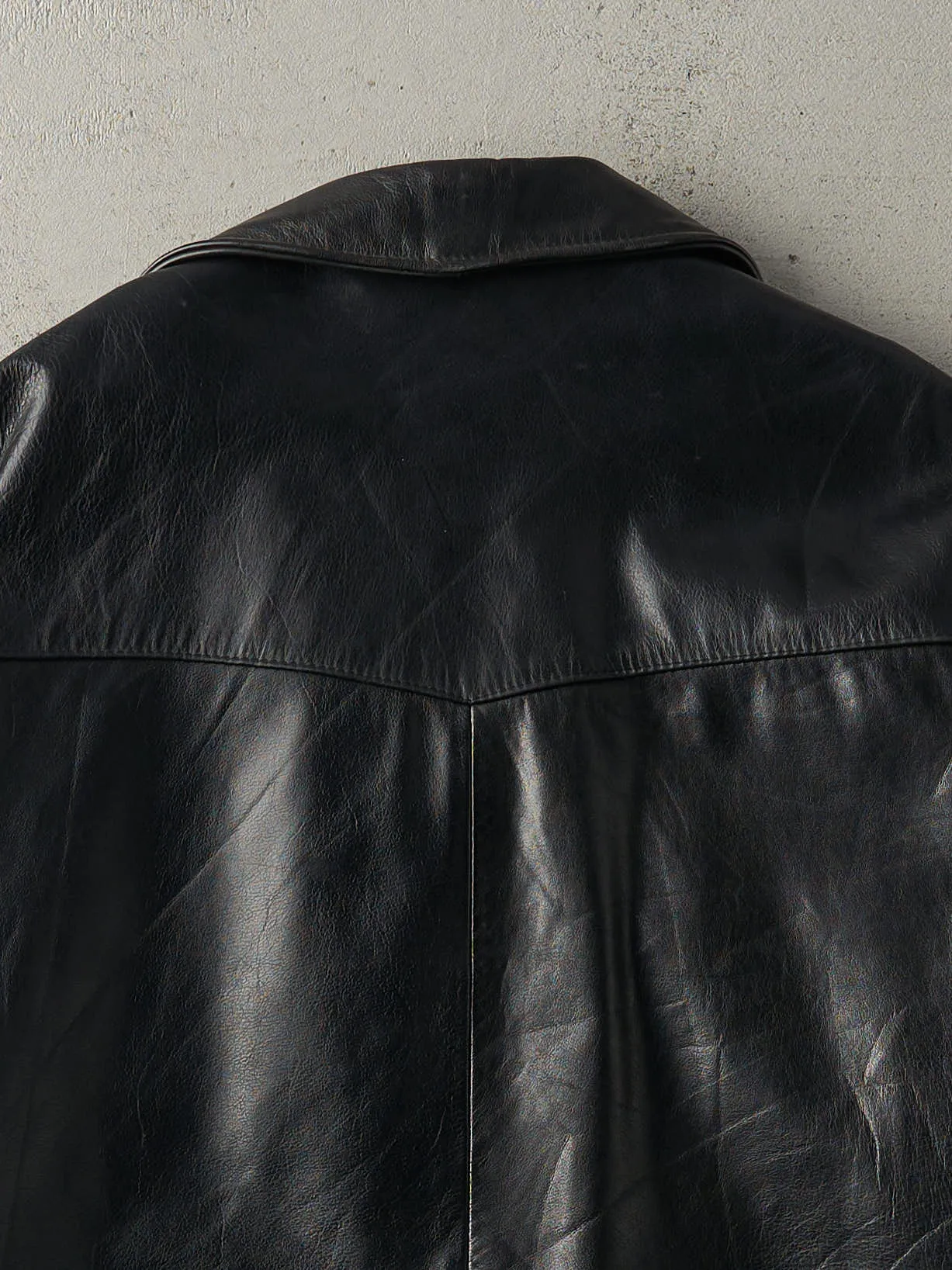 Vintage 90s Black Buffalo Jeans Leather Trench Coat (XL) sold by Rebalance Vintage product image thumbnail 4