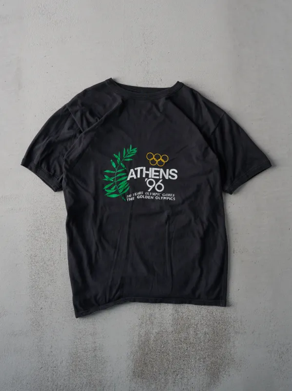 Vintage 96' Black Greek Olympics Ringer Tee (M) sold by Rebalance Vintage