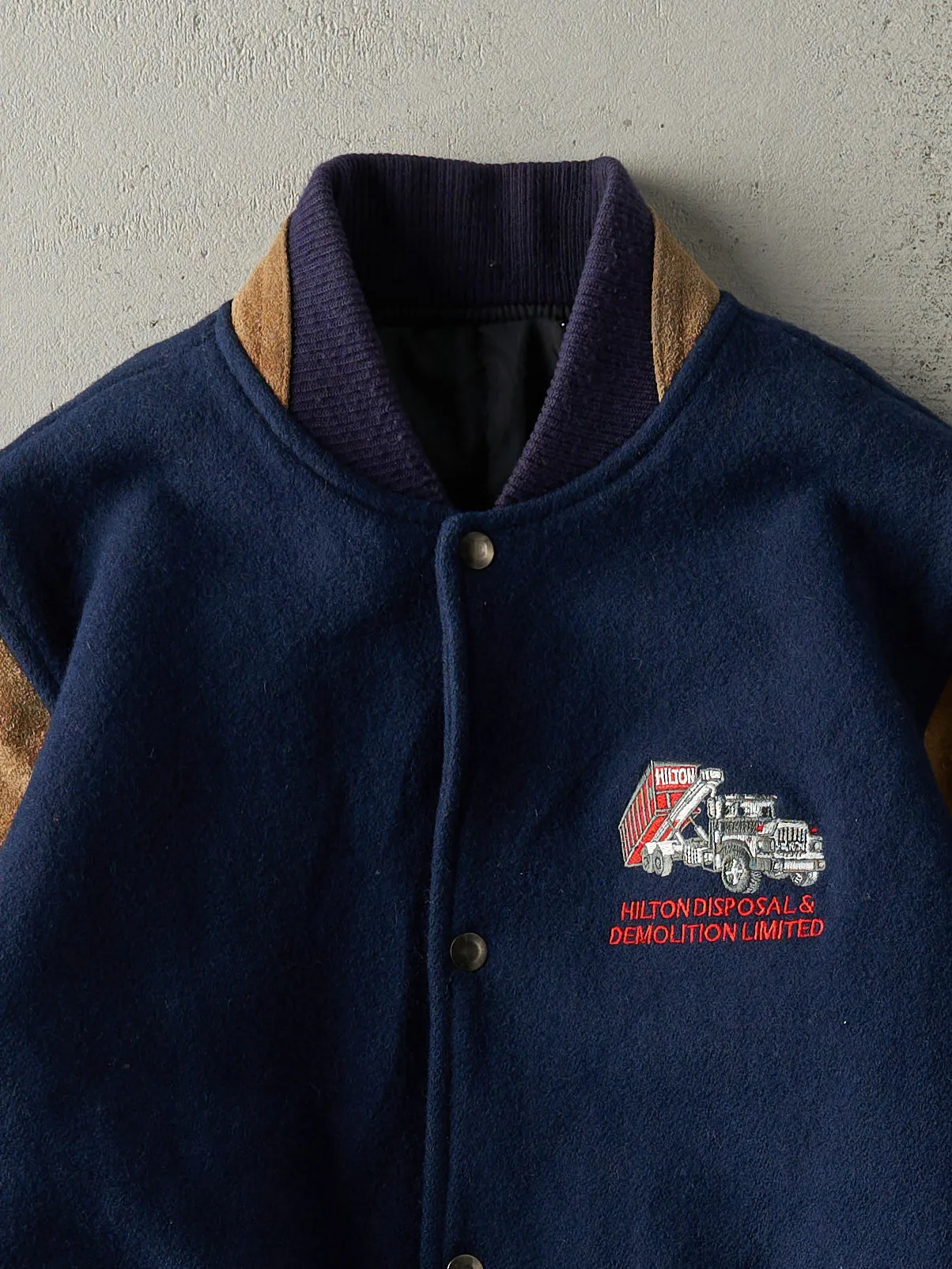 Vintage 80s Navy Blue Embroidered Wool Varsity Jacket (M/L) sold by Rebalance Vintage product image thumbnail 3