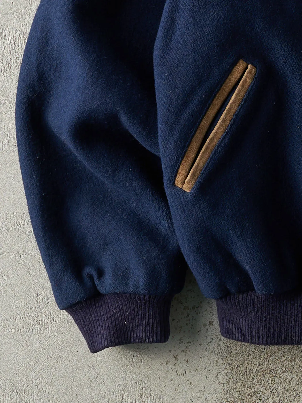 Vintage 80s Navy Blue Embroidered Wool Varsity Jacket (M/L) sold by Rebalance Vintage product image thumbnail 4