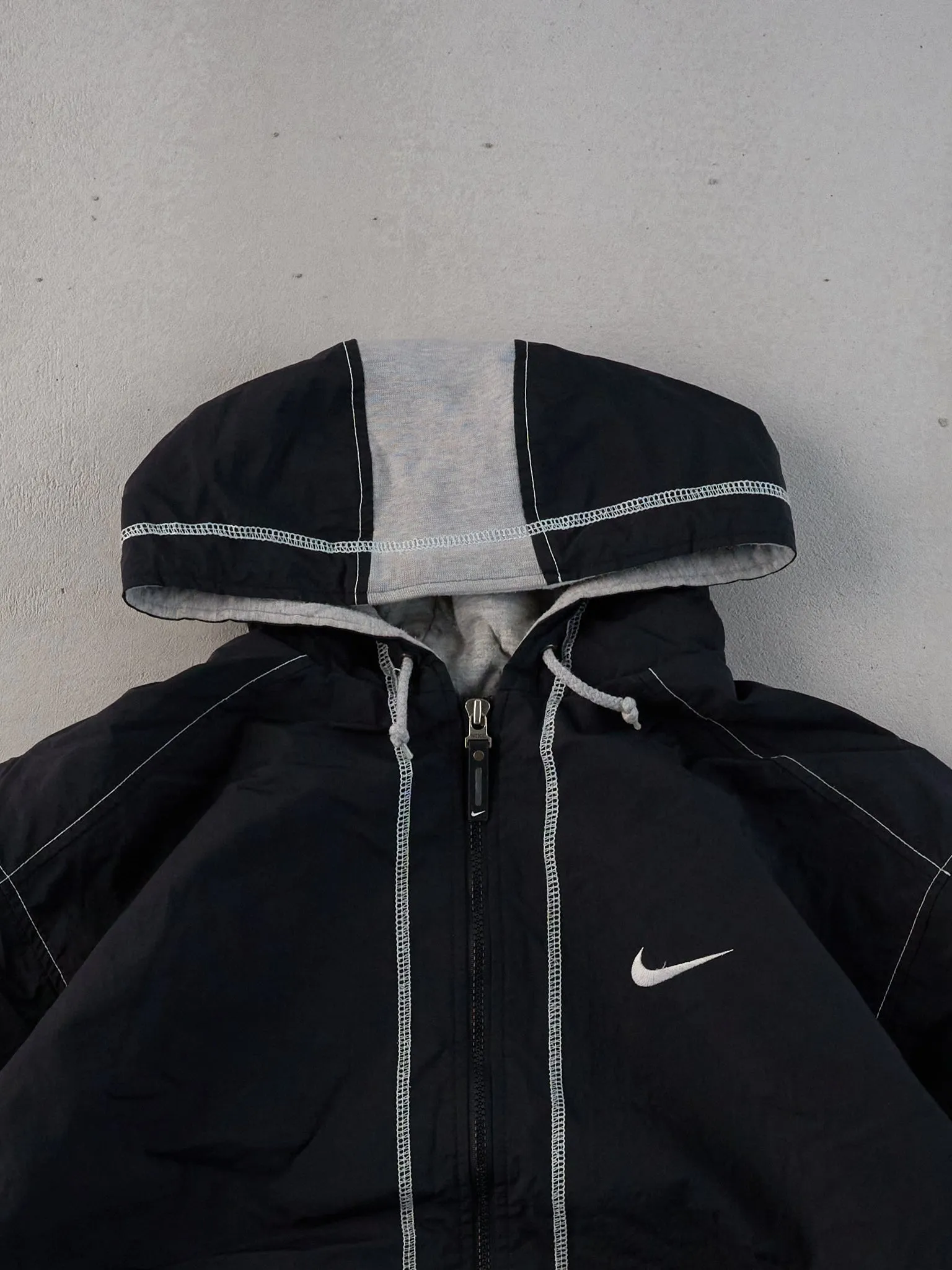 Vintage Y2k Black Nike Hooded Windbreaker Jacket (L/XL) sold by Rebalance Vintage product image thumbnail 3