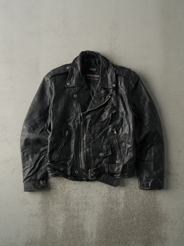 Vintage 80s Black Wilsons Leather Biker Jacket (S) sold by Rebalance Vintage