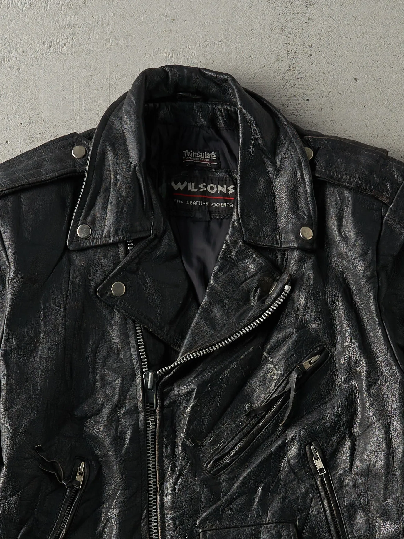 Vintage 80s Black Wilsons Leather Biker Jacket (S) sold by Rebalance Vintage product image thumbnail 4