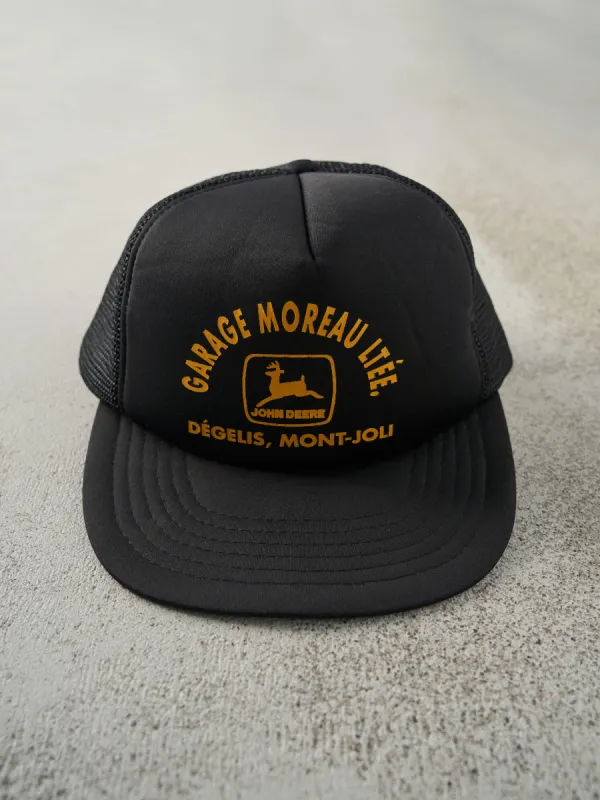 Vintage 90s Black John Deere Foam Trucker Hat sold by Rebalance Vintage