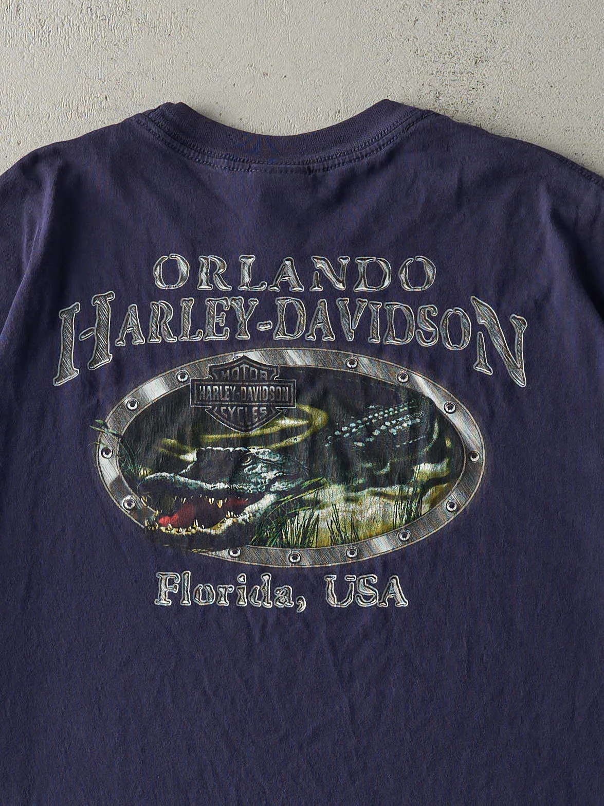 Vintage 02' Navy Blue Orlando Florida Harley Davidson Tee (XXL) sold by Rebalance Vintage product image thumbnail 4