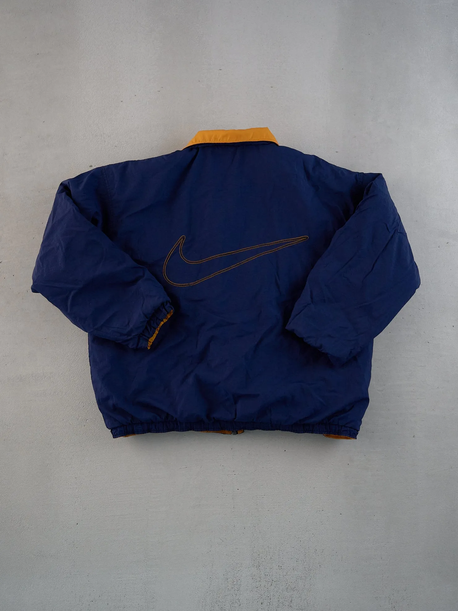 Vintage 90s Navy Blue and Yellow Collared Jacket (M/L) sold by Rebalance Vintage product image thumbnail 2