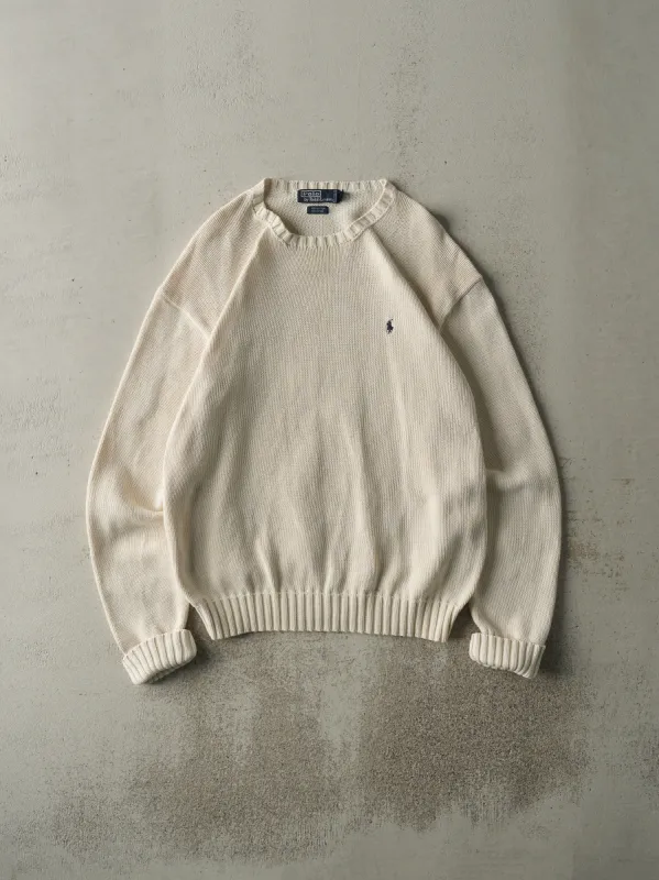 Vintage 80s Beige Polo by Ralph Lauren Knit Pullover (M) sold by Rebalance Vintage