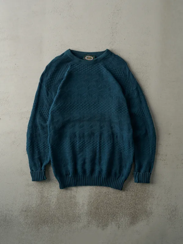 Vintage 90s Deep Teal Patterned Knit Pullover (M) sold by Rebalance Vintage