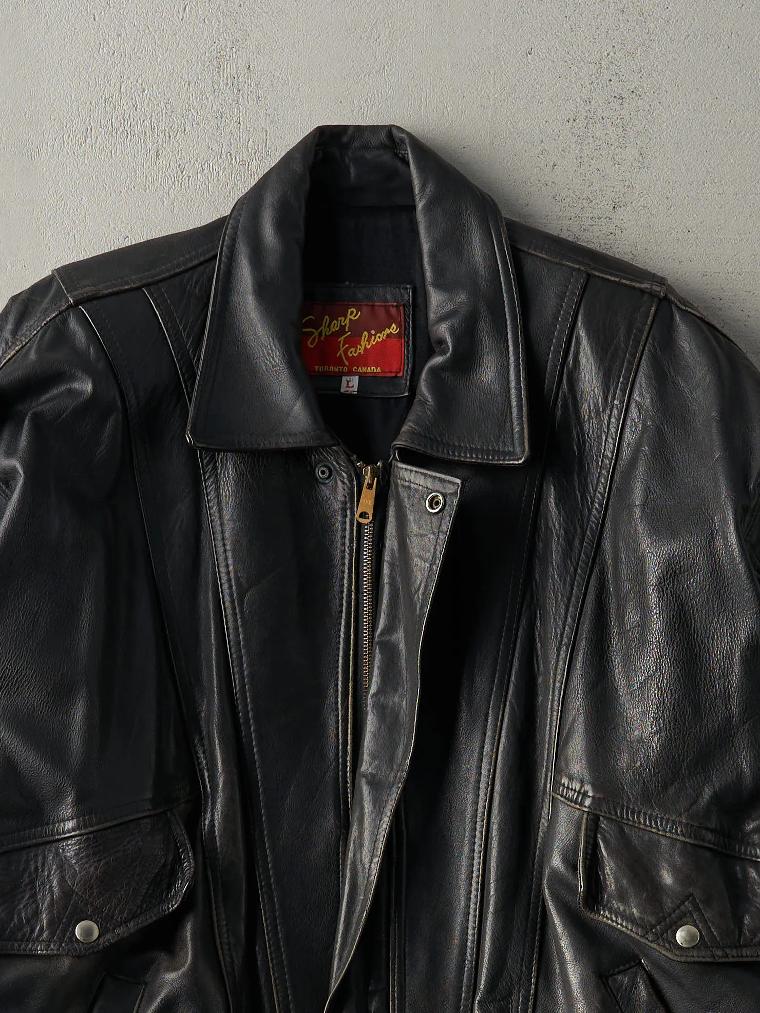 Vintage 80s Black Sharp Fashions Leather Jacket (L/XL) sold by Rebalance Vintage product image thumbnail 3