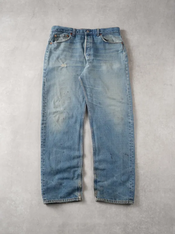 Vintage 90s Light Blue Levi's Denim Jeans (34x30) sold by Rebalance Vintage