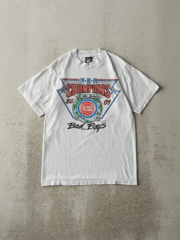 Vintage 89' White Detroit Pistons Bad Boys Single Stitch Tee (S) sold by Rebalance Vintage