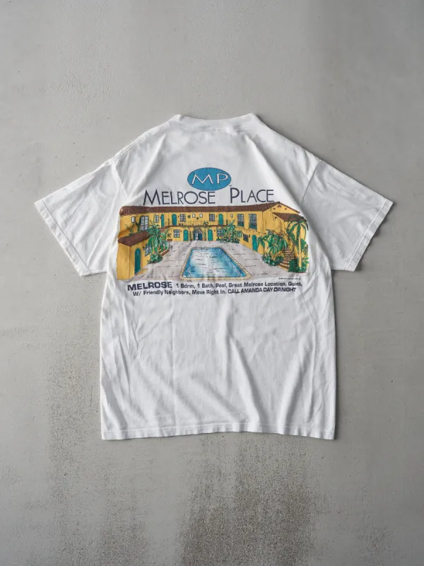 Vintage 94' White Melrose Place Tee (M) sold by Rebalance Vintage
