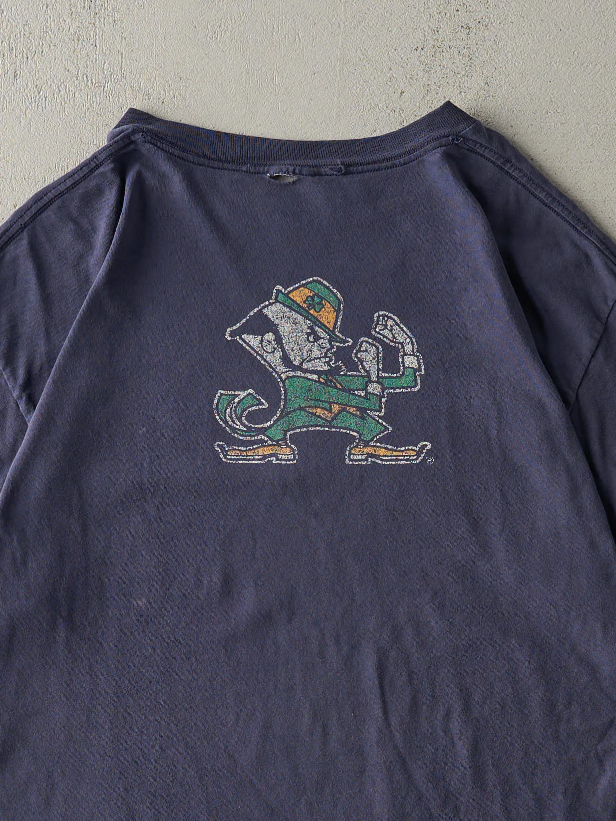 Vintage 90s Navy Blue Notre Dame Fighting Irish Single Stitch Tee (L/XL) sold by Rebalance Vintage product image thumbnail 4