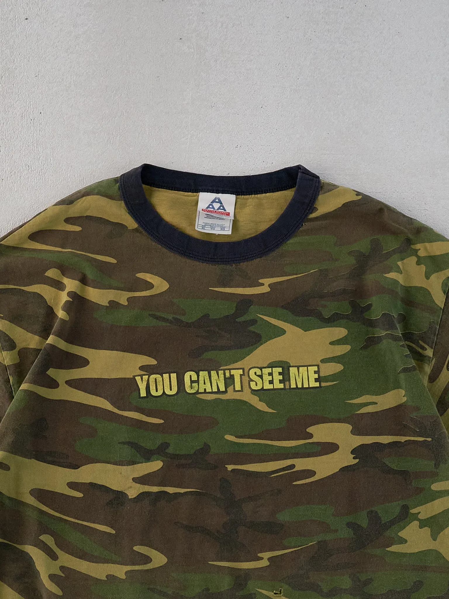 Vintage 90s Green "You Can't See Me" Camo Tee (M/L) sold by Rebalance Vintage product image thumbnail 2