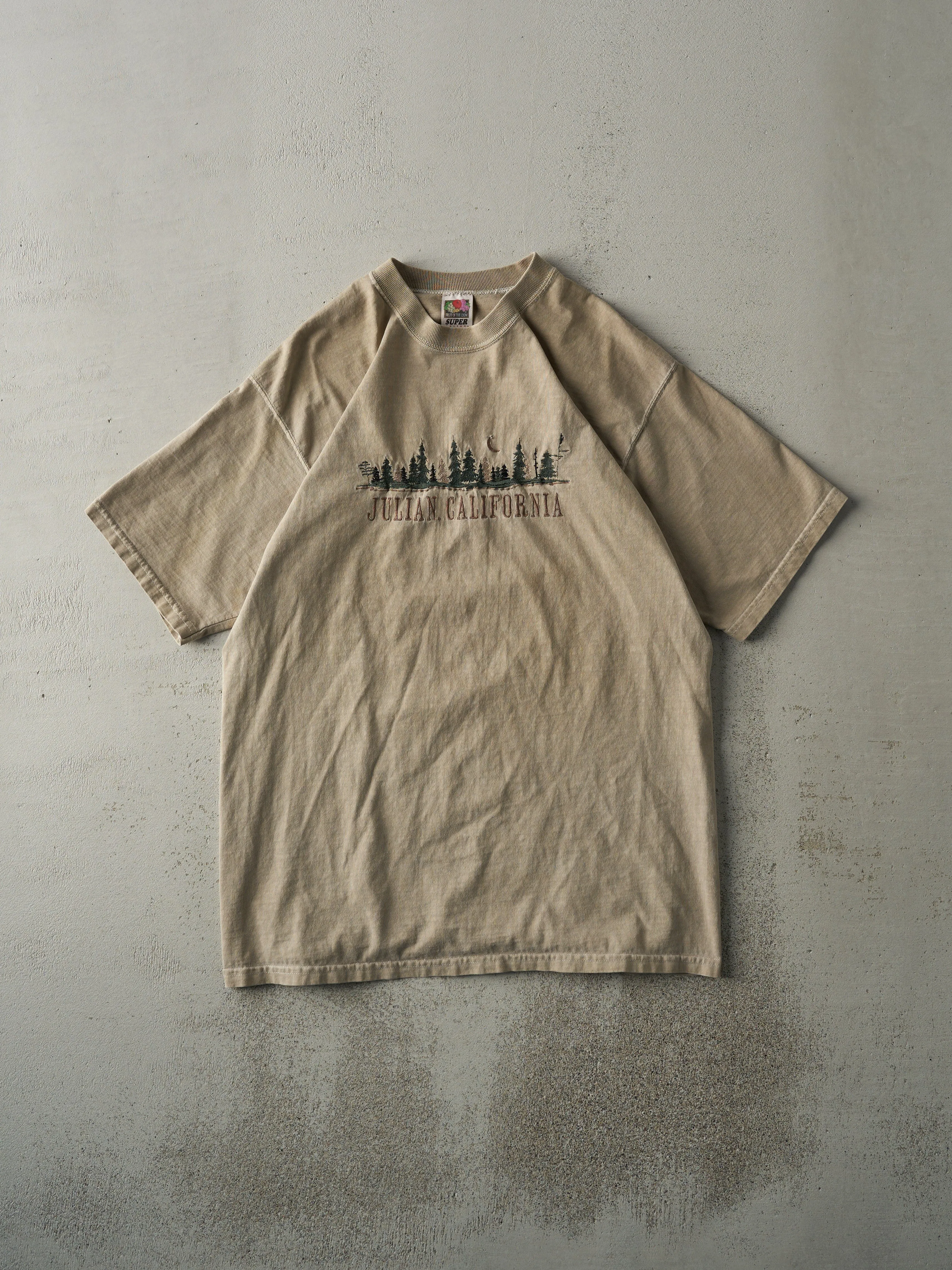 Vintage 90s Beige Embroidered Julian California Tee (M) sold by Rebalance Vintage