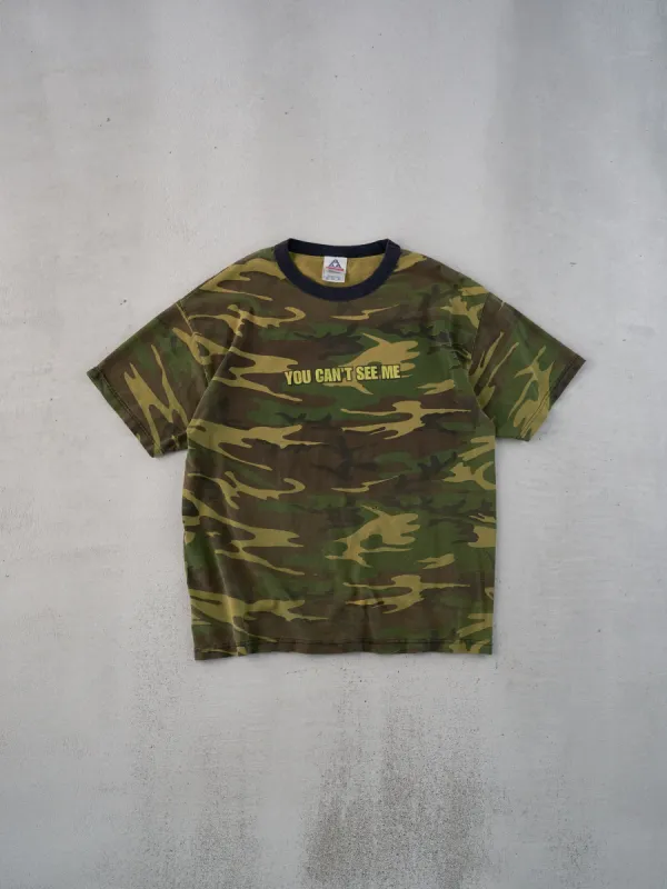 Vintage 90s Green "You Can't See Me" Camo Tee (M/L) sold by Rebalance Vintage