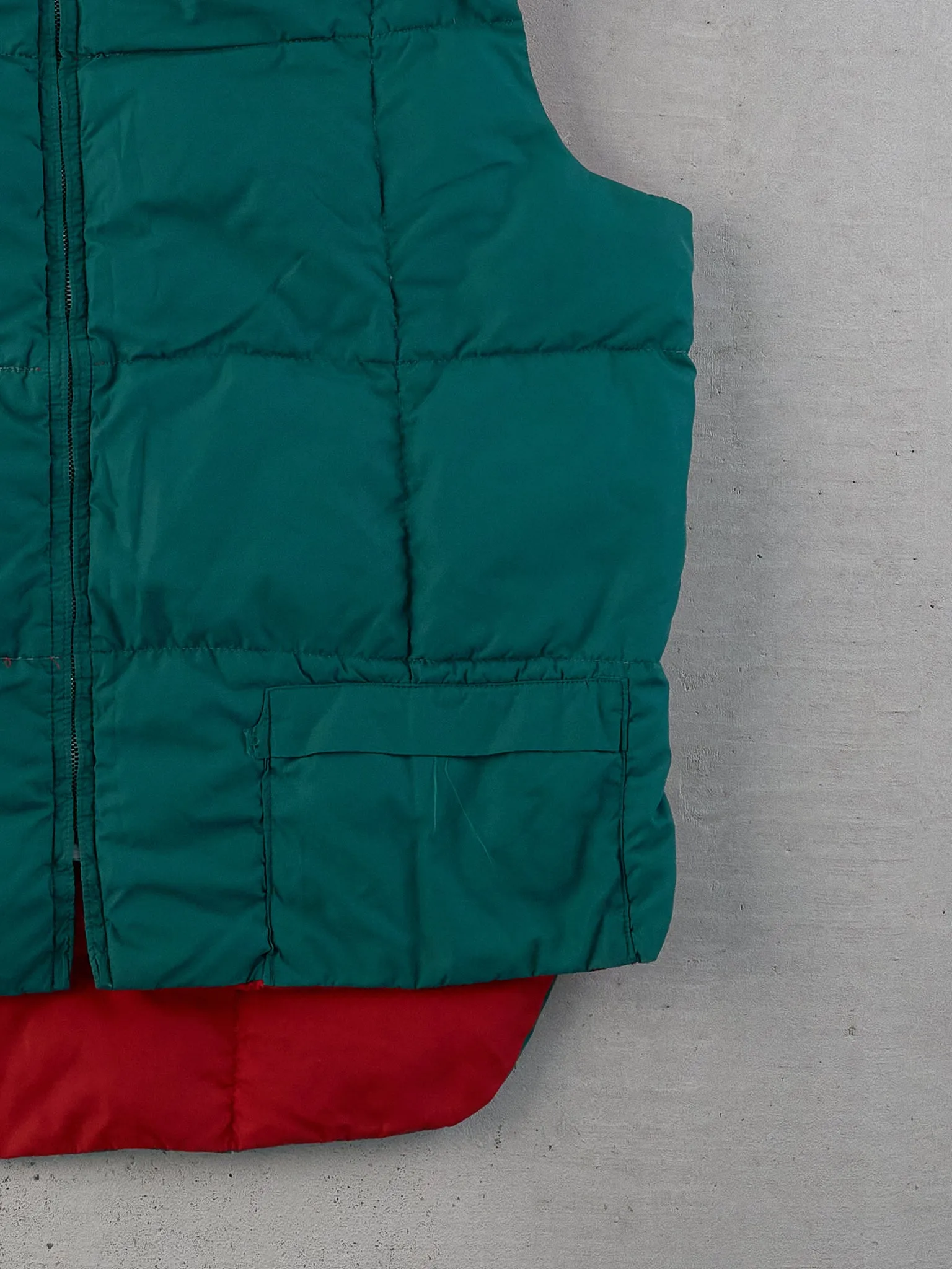 Vintage 90s Green and Red Chill Dodger Reversible Puffer Vest (L) sold by Rebalance Vintage product image thumbnail 5
