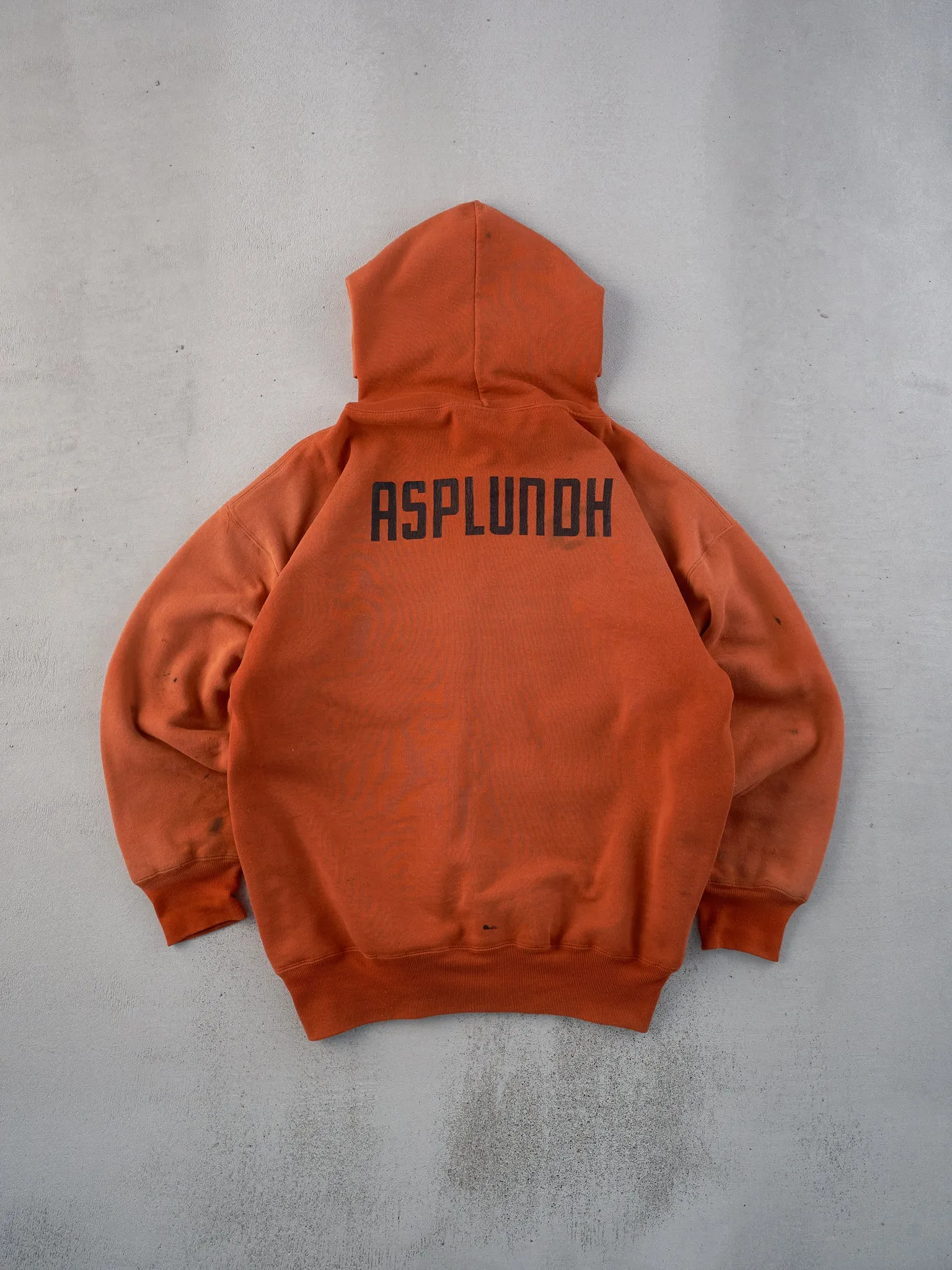 Vintage 80s Orange Russell Athletics Asplundh Double Snap Zip Up (L) sold by Rebalance Vintage product image thumbnail 2