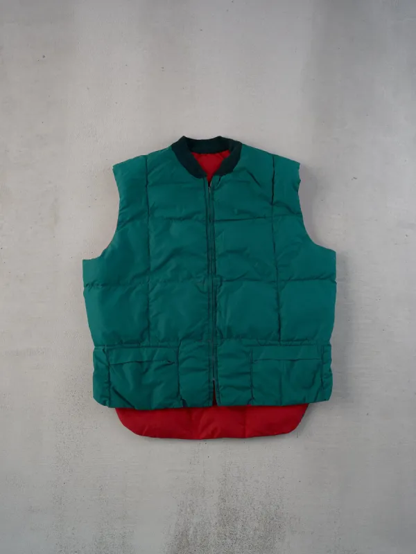 Vintage 90s Green and Red Chill Dodger Reversible Puffer Vest (L) sold by Rebalance Vintage