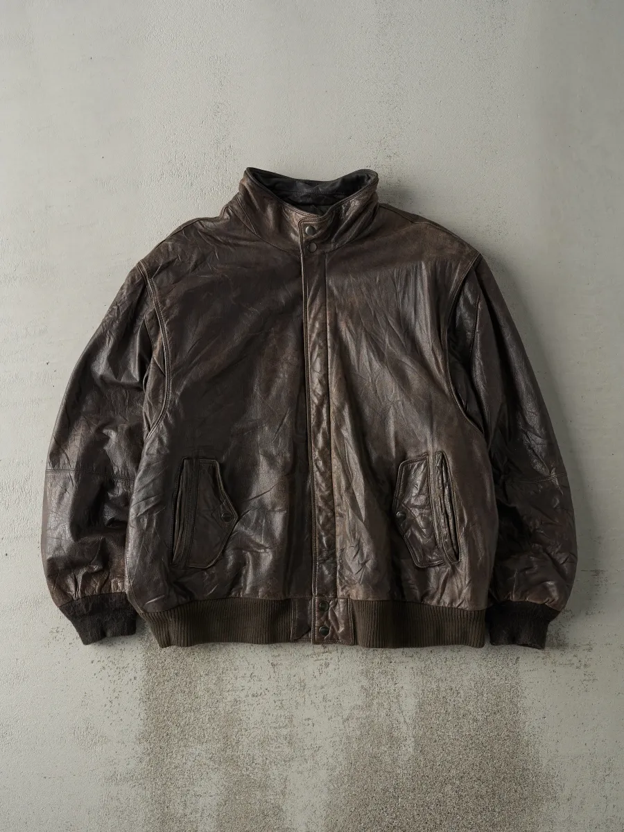 Vintage 80s Brown Boundary Waters Leather Bomber Jacket (L