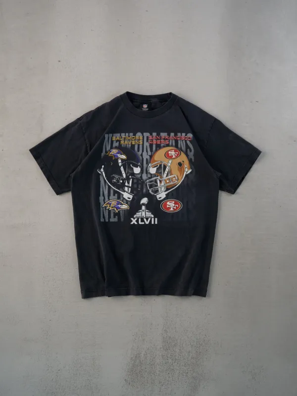 Vintage 12' Black Ravens VS 49s Super bowl NFL Graphic Tee (M) sold by Rebalance Vintage