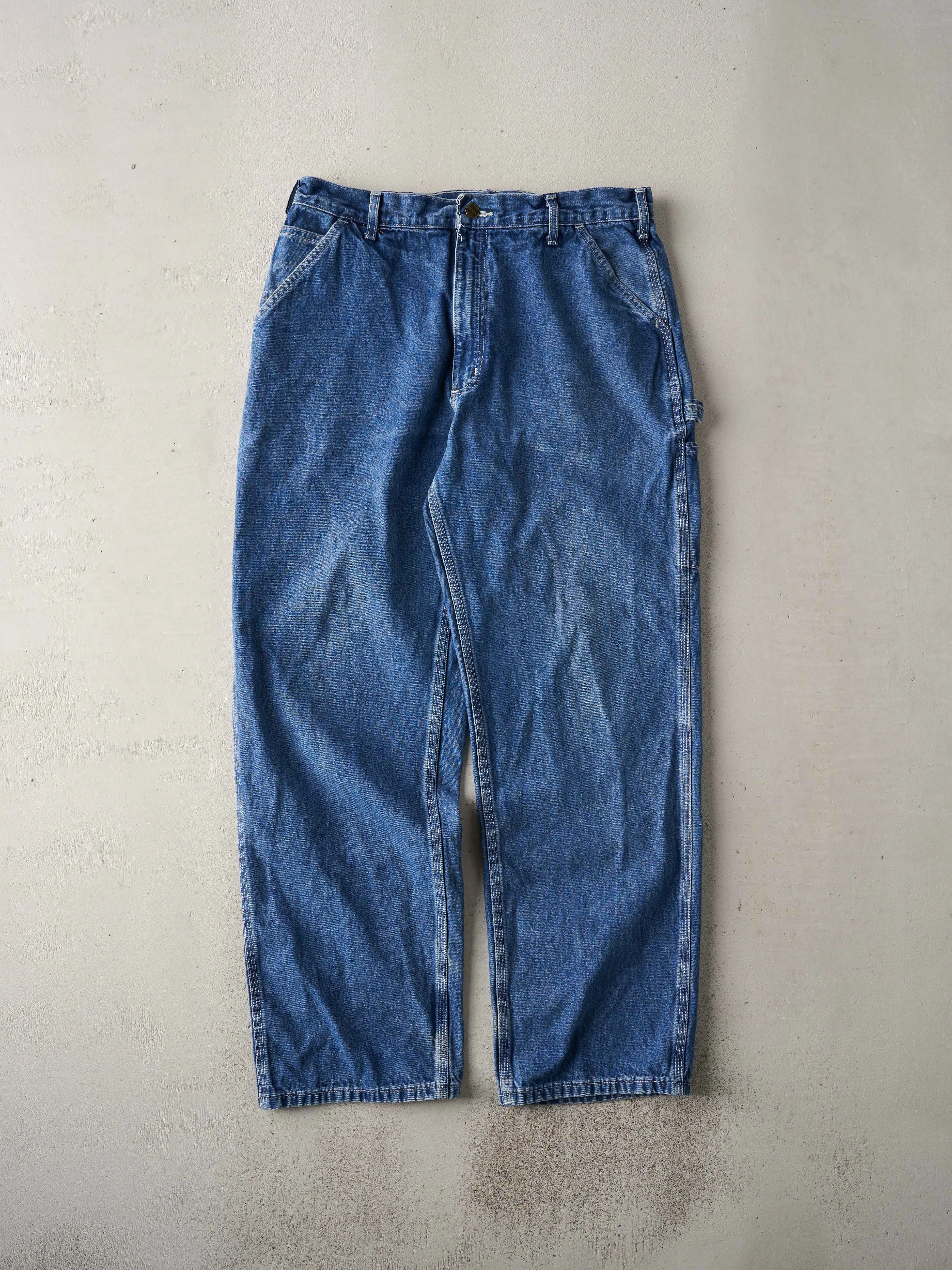 Vintage Y2K Washed Blue Dungaree Carhartt Carpenter Denim Pants (34x31) sold by Rebalance Vintage