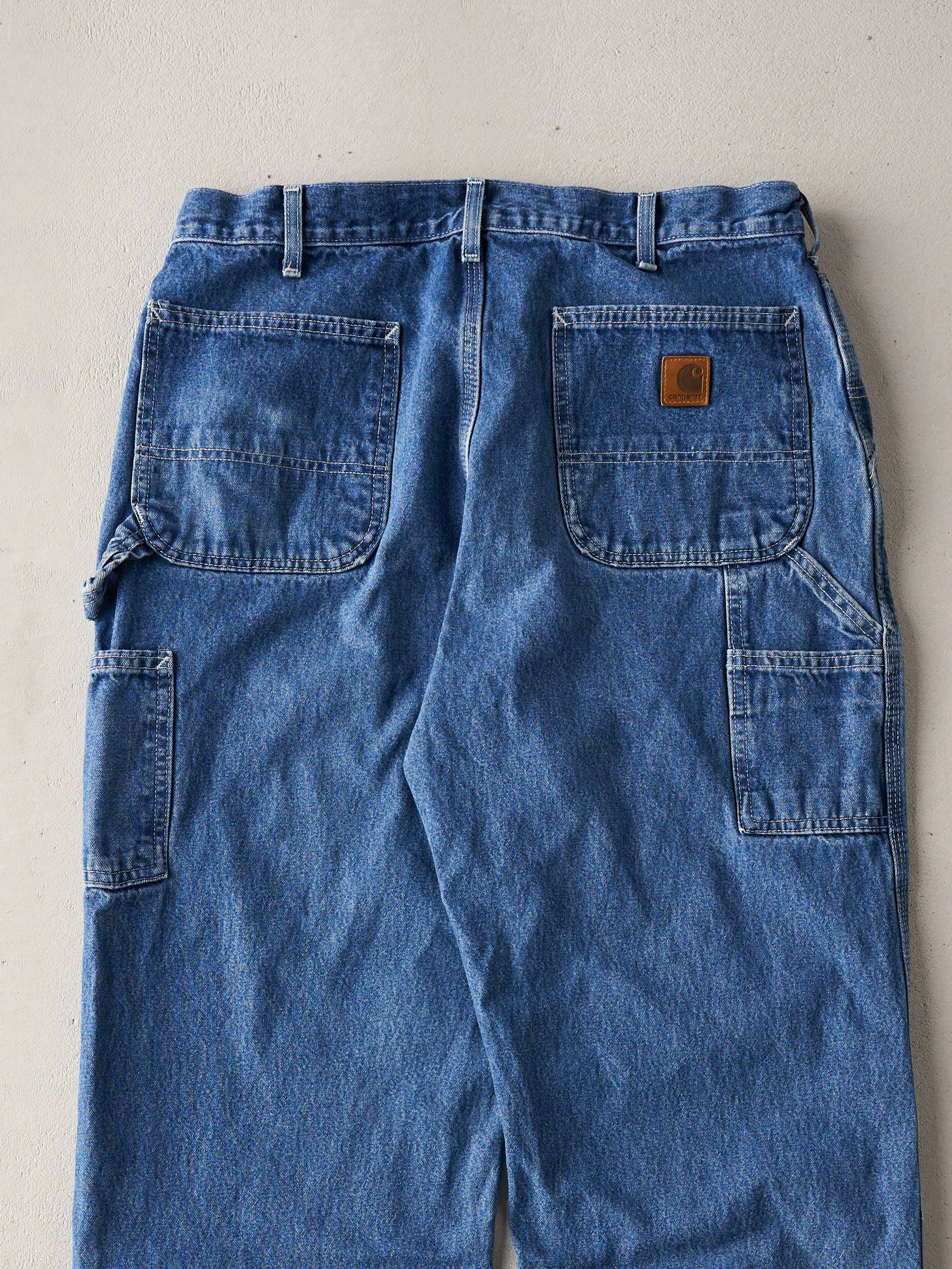Vintage Y2K Washed Blue Dungaree Carhartt Carpenter Denim Pants (34x31) sold by Rebalance Vintage product image thumbnail 4