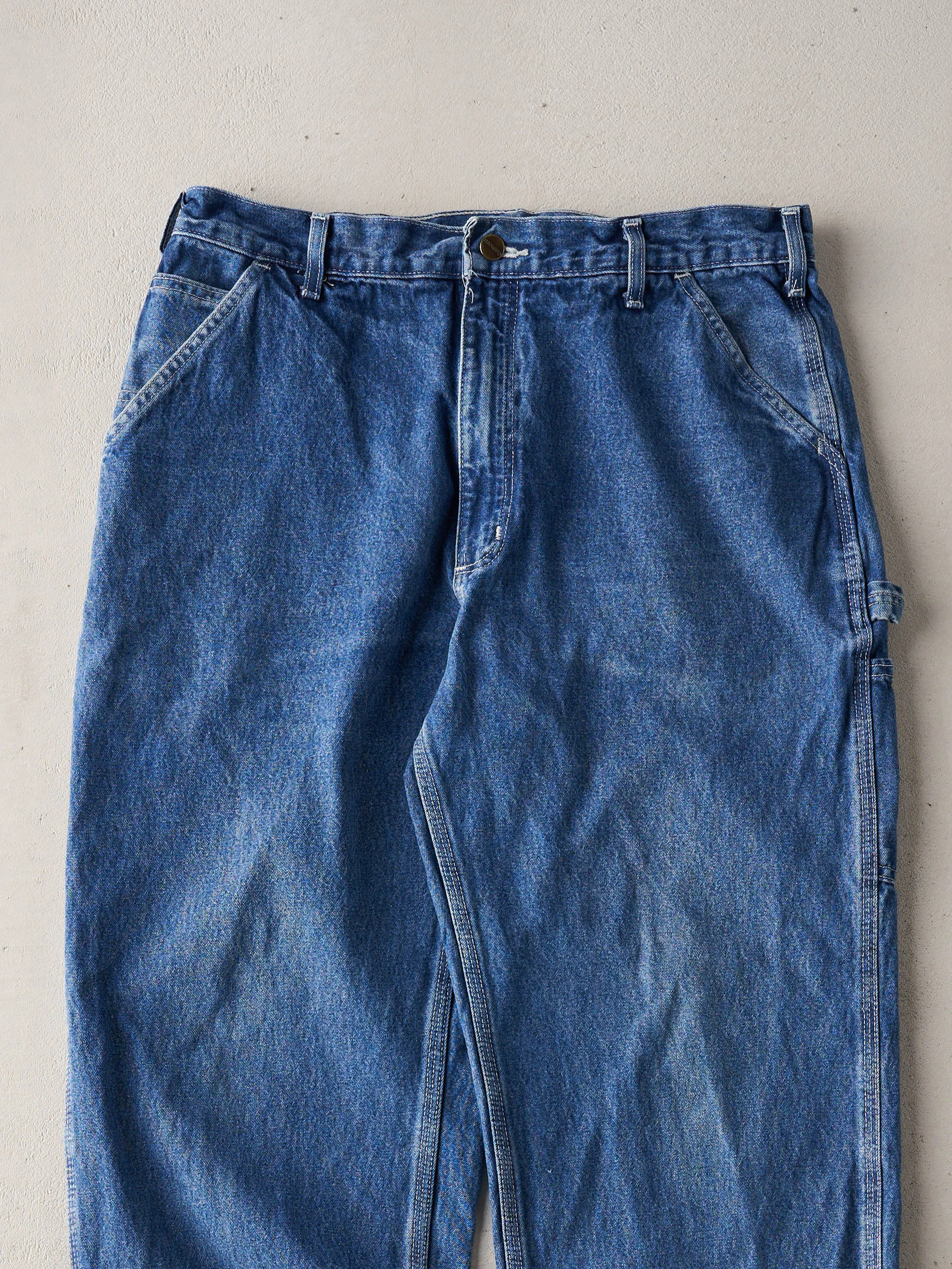 Vintage Y2K Washed Blue Dungaree Carhartt Carpenter Denim Pants (34x31) sold by Rebalance Vintage product image thumbnail 3