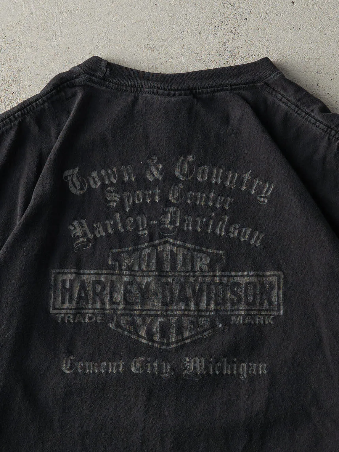 Vintage 08' Black Cement City Michigan Harley Davidson Tee (L) sold by Rebalance Vintage product image thumbnail 4