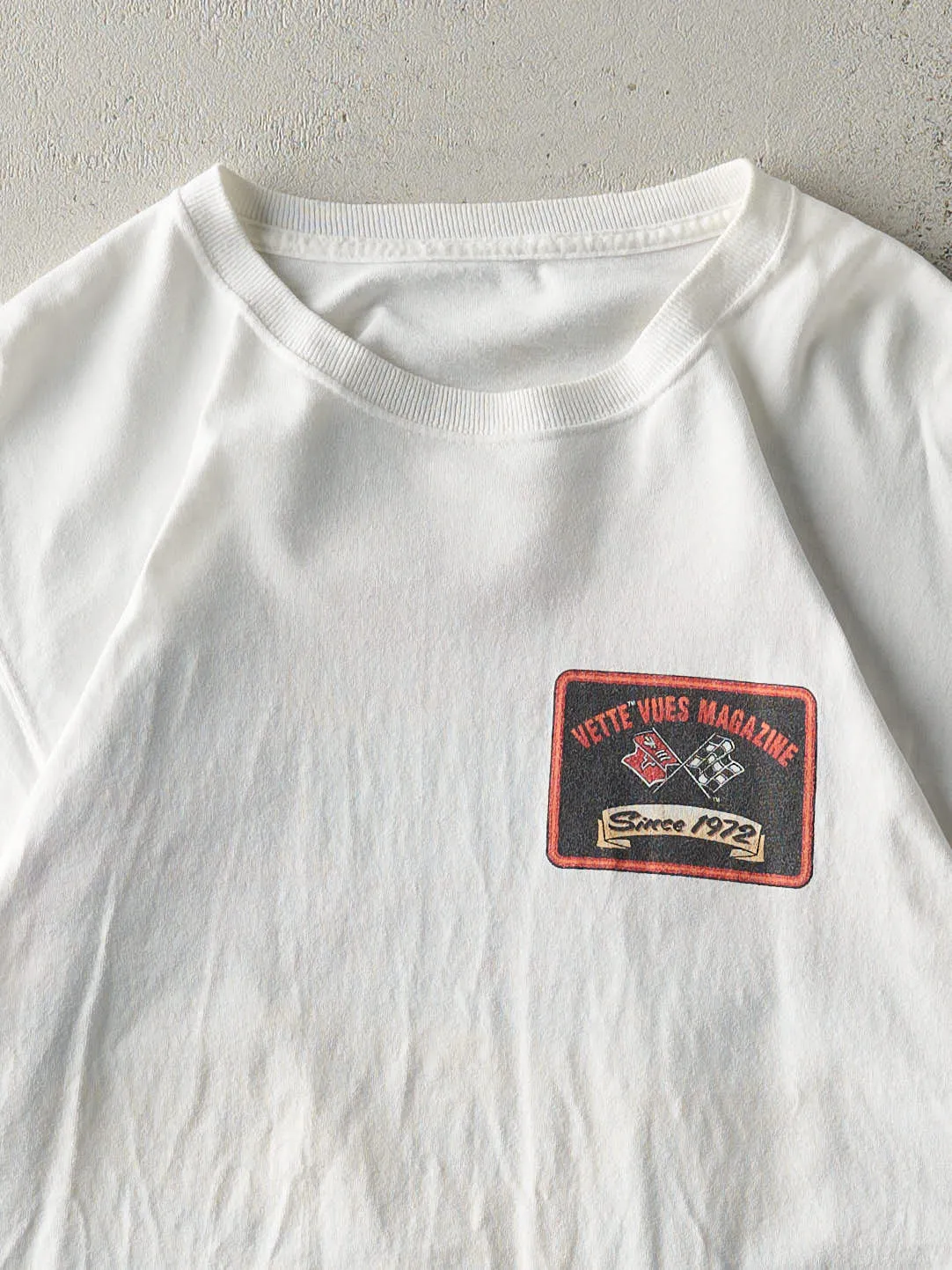 Vintage Y2K White Vette Vues Magazine Tee (M/L) sold by Rebalance Vintage product image thumbnail 3