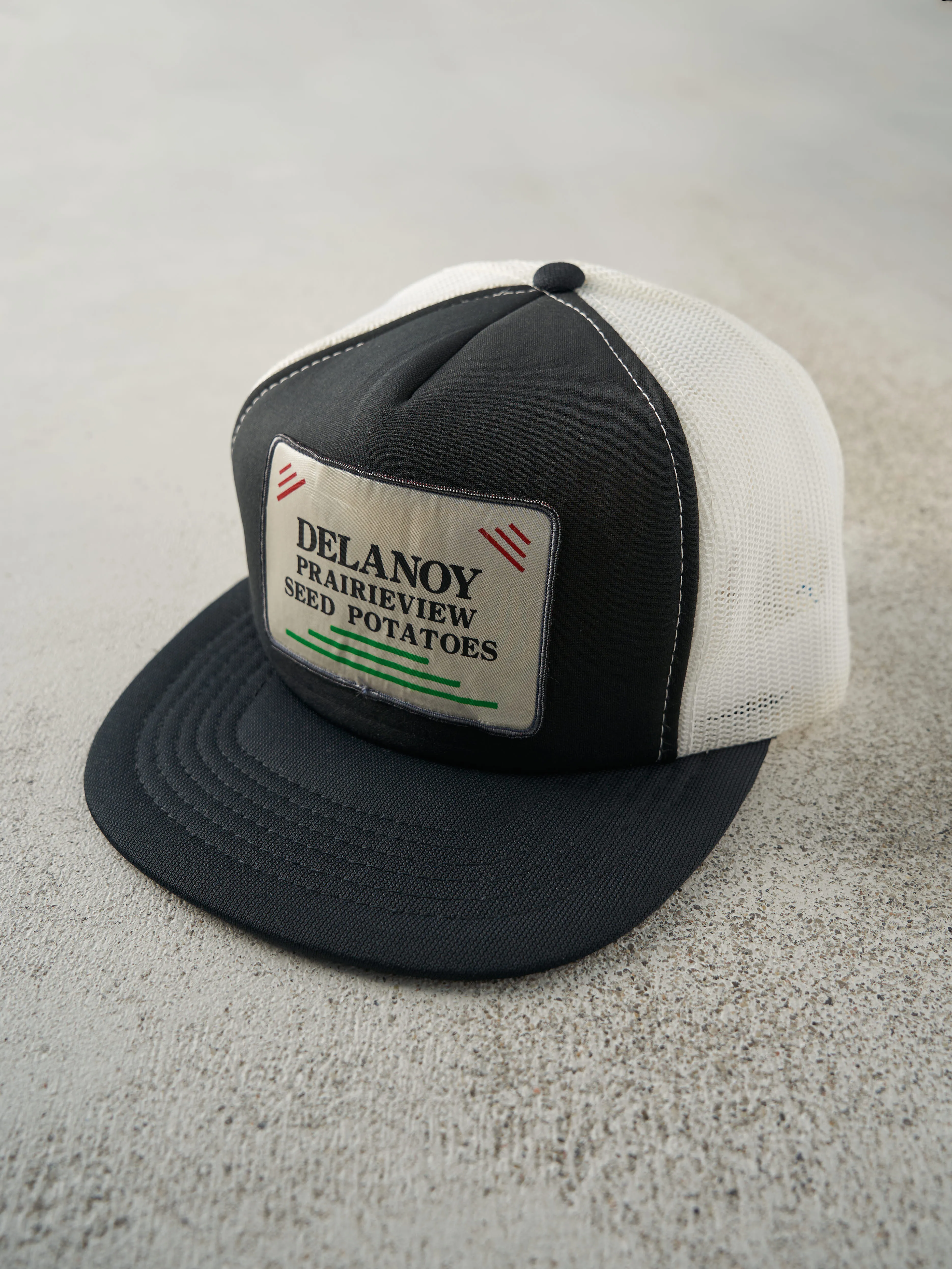 Vintage 80s Black & White Potatoes Foam Trucker Hat sold by Rebalance Vintage product image thumbnail 2