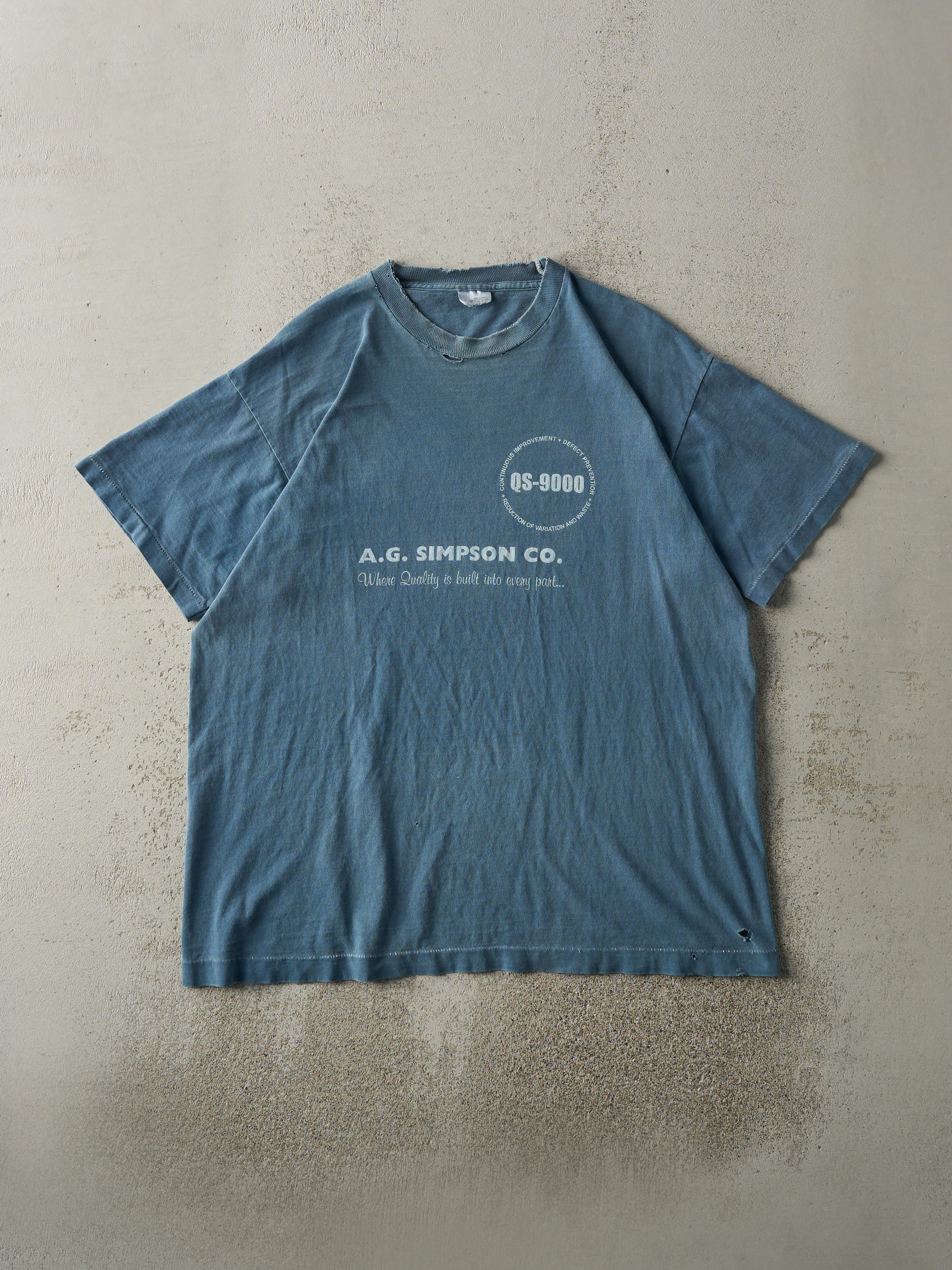 Vintage 90s Blue A.G. Simpson Co. Single Stitch Tee (L) sold by Rebalance Vintage