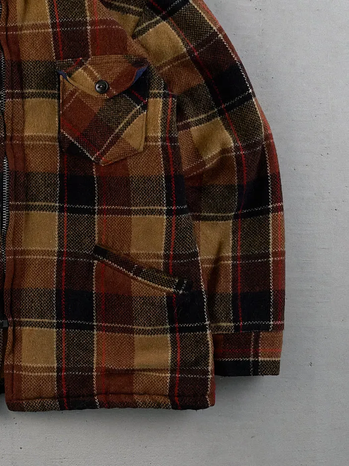 Vintage 90s Brown and Beige Plaid Collared Zip Up (M) sold by Rebalance Vintage product image thumbnail 3