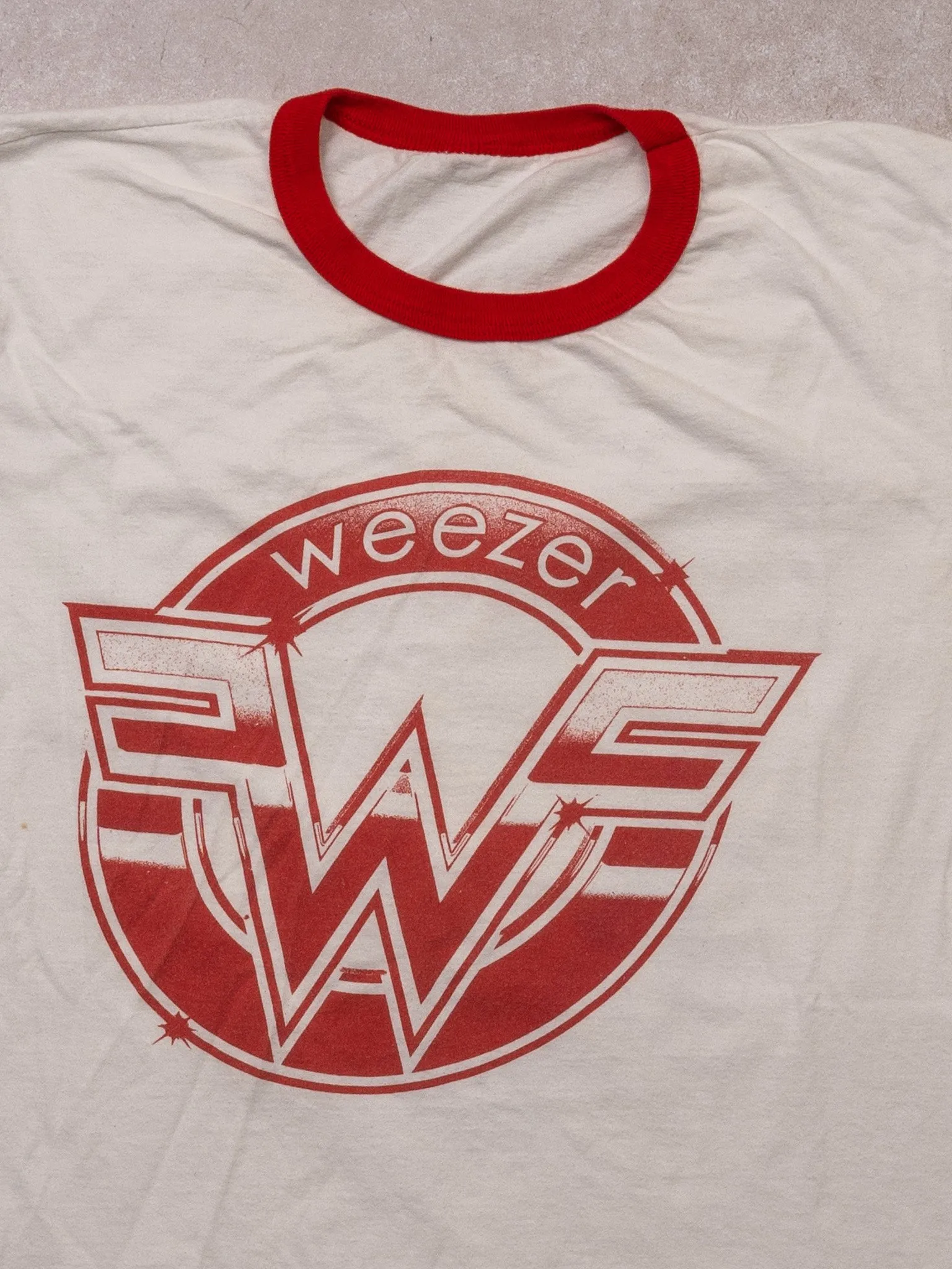 Vintage 00s White + Red Weezer Ringer Tee (S) sold by Rebalance Vintage product image thumbnail 2
