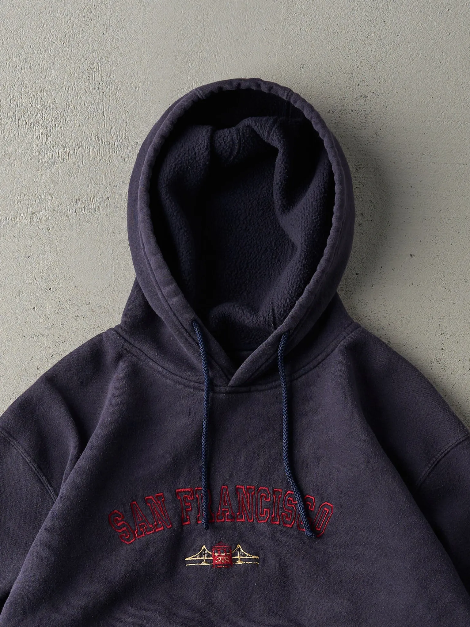 Vintage 90s Navy Blue Embroidered San Francisco Hoodie (M) sold by Rebalance Vintage product image thumbnail 2