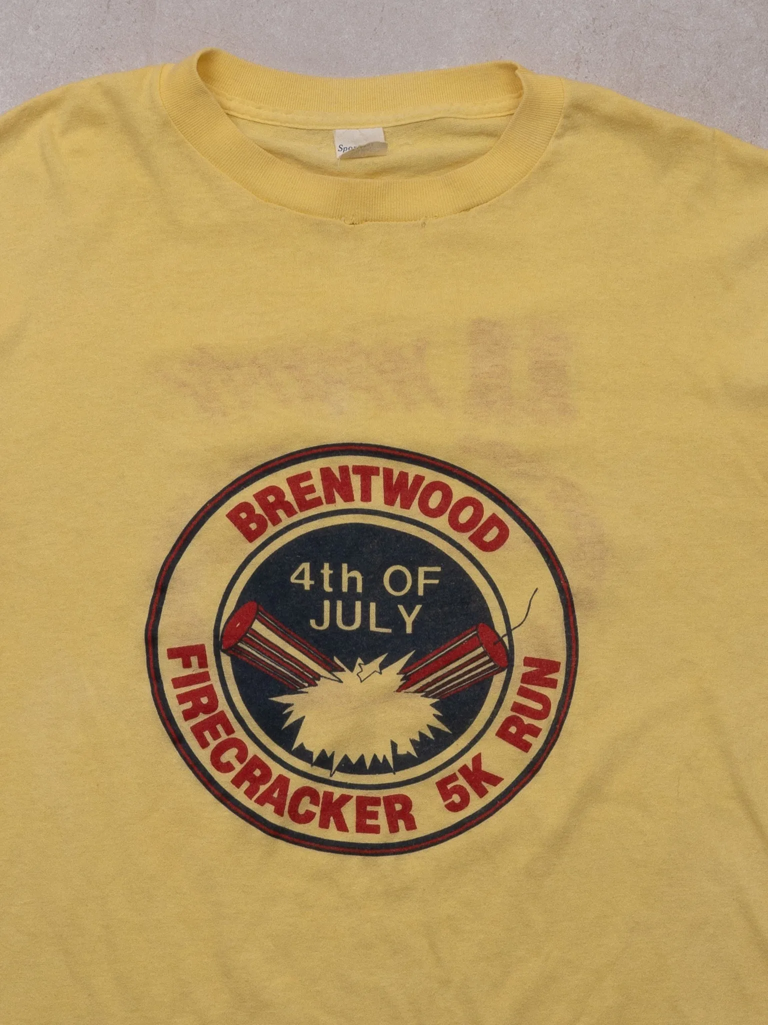 VIntage 80s Yellow Brentwood 4th of July Single Stitch Tee (S/M) sold by Rebalance Vintage product image thumbnail 2