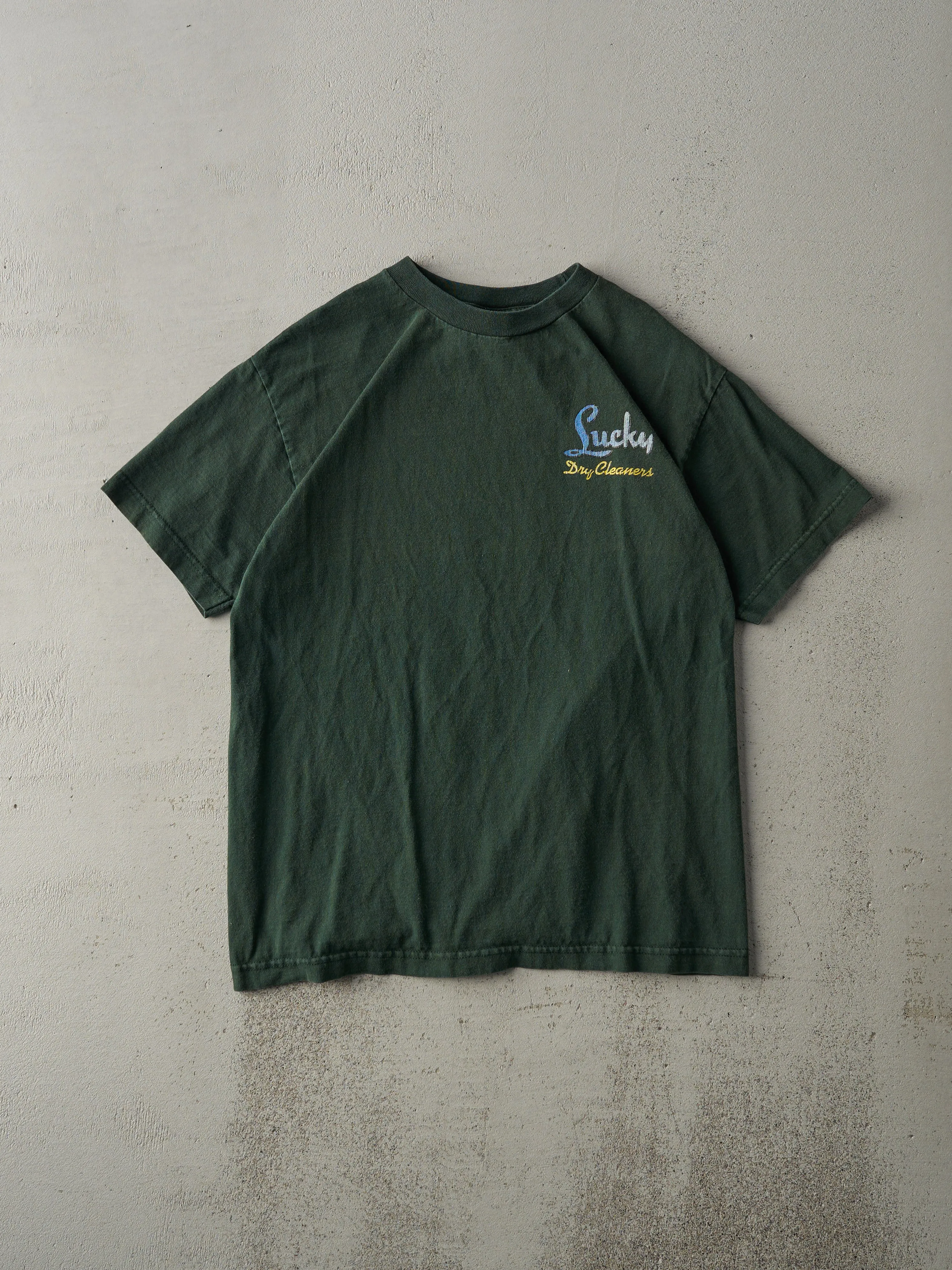 Vintage Y2K Forest Green "Lucky Dry Cleaners" Tee (S) sold by Rebalance Vintage product image thumbnail 2